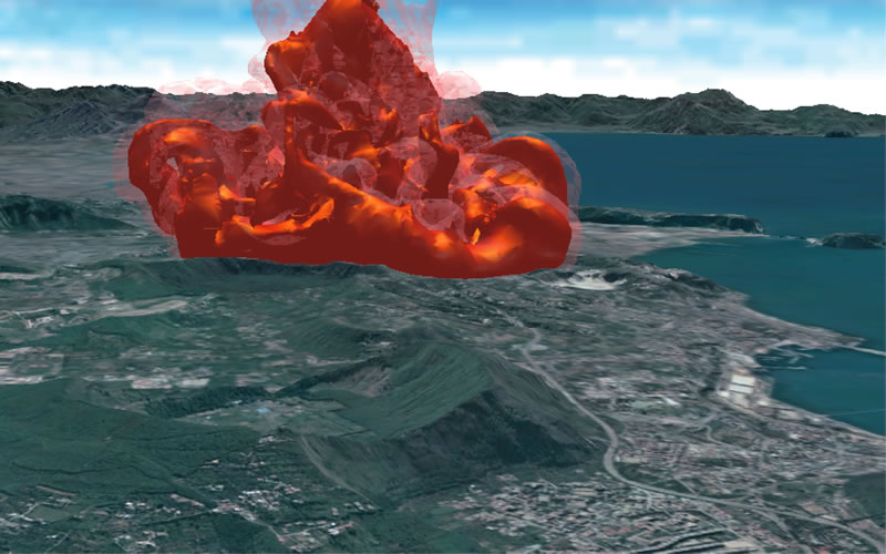 Simulazione tridimensionale di uno scenario eruttivo ai Campi Flegrei (Italia)