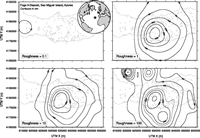 Fogo Member A deposit on Sao Miguel, Azores (location denoted by star on inset map): effect of changing spline roughness parameter on modelled isopach mapping.