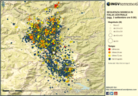 Map showing the spatial and temporal evolution of the seismic sequence published September 3, 2016 on the INGVterremoti blog.