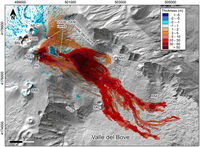 DEM showing thicknesses of deposits (mostly lava flows) of the eruptive activity between the 2007 and 2010 lidar surveys.