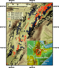 Volcanic field elongation, vent distribution and tectonic evolution of continental rift: the Main Ethiopian Rift example