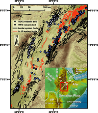 Volcano tectonic map of the Main Ethiopian Rift (MER; after Corti, 2009).