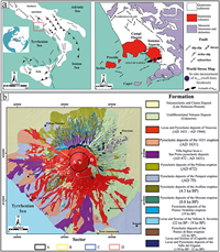 Morphostructural sketch and geological units of the Somma-Vesuvio (SV) region.
