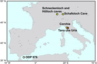 Location of TCU site and of other sites mentioned in the text