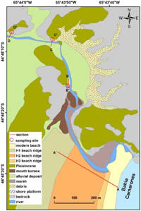 Simplified geomorphological map of the studied area