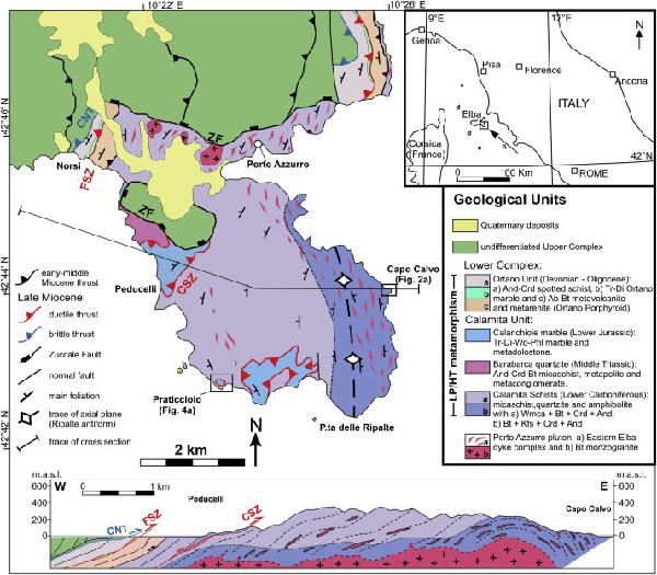 Evolution of shear zones through the brittle-ductile transition: The Calamita Schists (Elba Island, Italy)