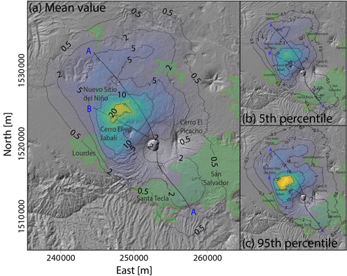 Thematic vent opening probability maps and hazard assessment of small-scale pyroclastic density currents in the San Salvador volcanic complex (El Salvador) and Nejapa-Chiltepe volcanic complex (Nicaragua)