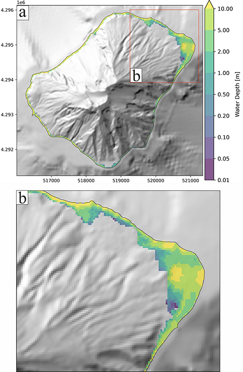 Example of the inundated area from one of the database scenarios